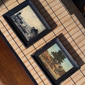 Black Framed Vintage Art Prints - Set of 2